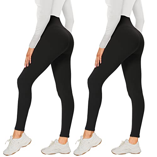 AMIYOYO 2er Pack Leggings für Damen High Waist Leggins Blickdicht Elastische Bauchweg Hosen Weiche Sporthose für Yoga Fitness Outdoor Freizeit
