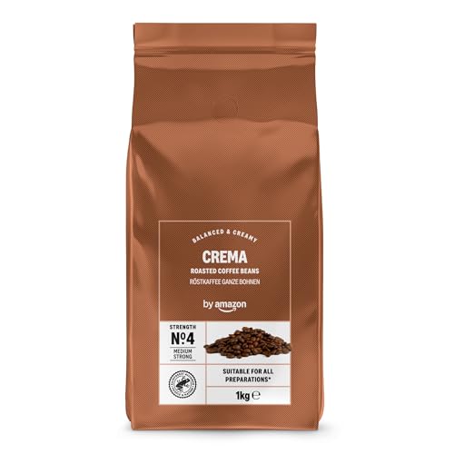 by Amazon Espresso Crema Coffee Beans Strength 4 Medium Strong Roasted Coffee Beans, 1kg