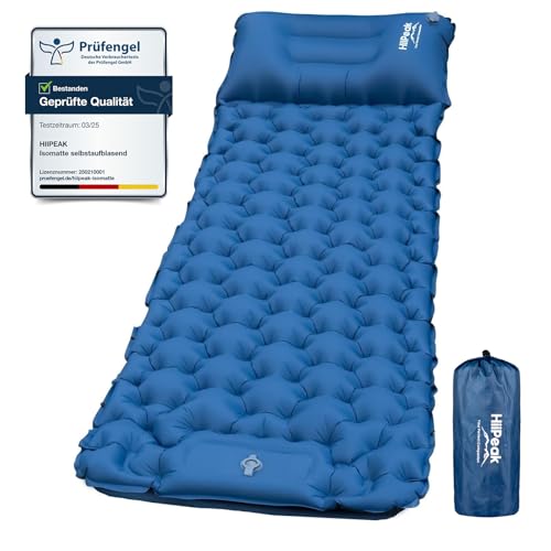 HiiPeak isomatte hoch Camping luftmatratze mit integrierten kopfkissen Outdoor campingmatte schlafmatte kleines packmass mit Fußpumpe luftzellenmatte aufblasbar