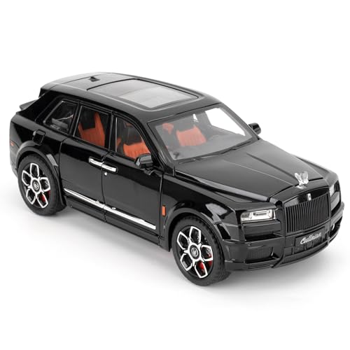 imtfzct 1/24 Rolls Royce Cullinan Alloy Modellauto, Spielzeugmodellauto zum Sammeln, Geschenk für Kinder, Spielzeugauto mit Sound- und Lichtfunktion und Pull-Back-Funktion（schwarz