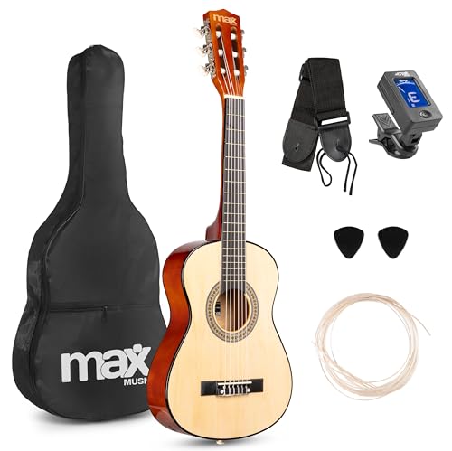 MAX SoloArt, Konzertgitarre, Akustik Gitarre inkl. Tasche, Natur Holz