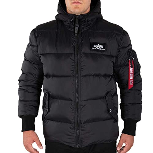 Alpha Industries Herren Hooded Puffer Alpha FD Damen Winterjacke, Black, L
