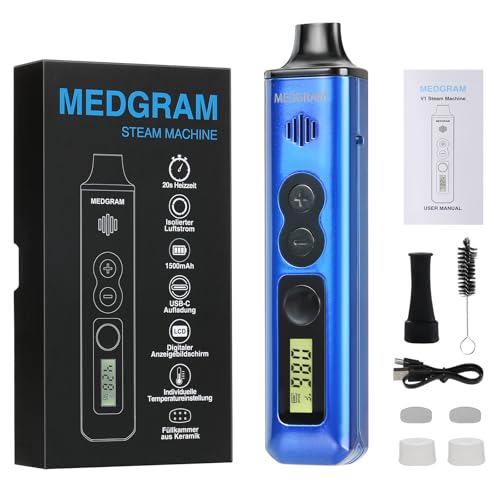 Vaporizer Kräuter | MEDGRAM Präzise Temperatureinstellung 93-220℃ | LCD Display | Magnetisches Slide-In-Mundstück | Einfache Reinigung