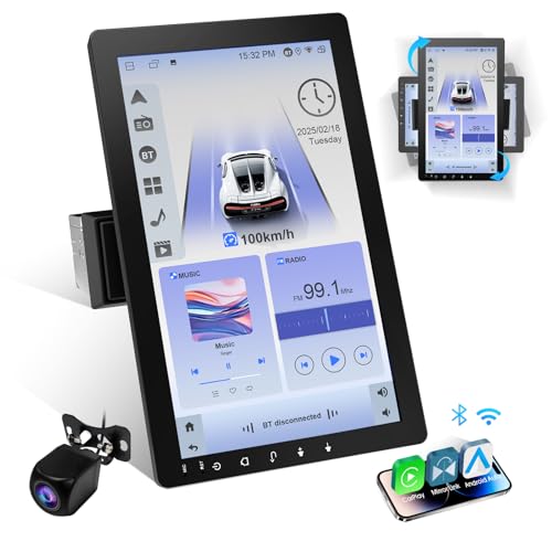 Haudio 1 Din Autoradio, Wireless Carplay & Android Auto Radio mit Bildschirm, 10.1 Zoll Bluetooth Car Play Touch Display mit Mirror Link, WiFi, GPS Navi, SWC, FM/AM RDS, Rückfahrkamera