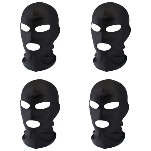 CJAPGJW Sturmmaske, 4 Stück 3-Loch Skimaske, Einheitsgröße 37 x 24 cm, Atmungsaktive Sturmhaube für Outdoor-Aktivitäten, Motorradfahren, Skifahren, Wandern, Taktische Ausbildung und Windschutz