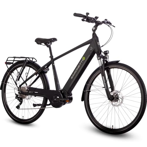 SAXONETTE E Fahrrad Herren 28 Zoll Ebike mit Mittelmotor 250 Watt 90NM, Elektro Fahrrad Erwachsene mit 36V 14.5Ah Akku, E Bike mit Hydraulische Scheibenbremse, 10 Gäng Pedelec für Herren/Männer