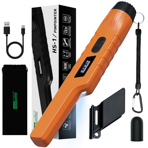 Pinpointer Metalldetektor, IP68 Klein Komplett Wasserdicht Aufladbar Metal Detector mit EIN-Tasten Störungsbeseitigung, 9-Stufen-Empfindlichkeitsregelung 360° Gold detektor Vibration Klang-3 Modi
