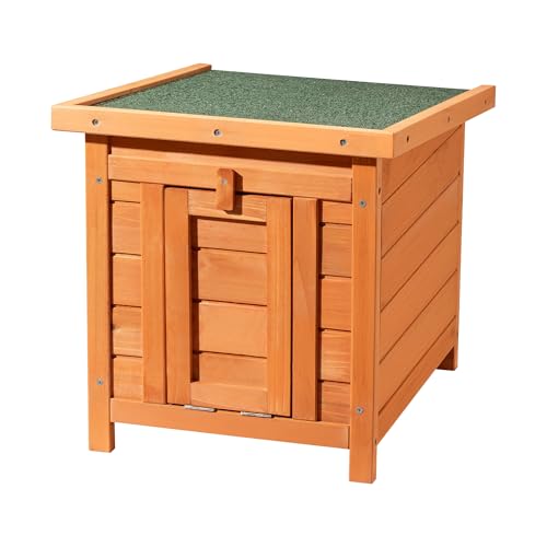 Wiltec Katzenhaus 420 x 515 x 430 mm aus Fichtenholz, Kleintierhaus Kaninchenstall mit Dach aufklappbar, Bitumeneindichtung, Tierstall für Garten/Balkon