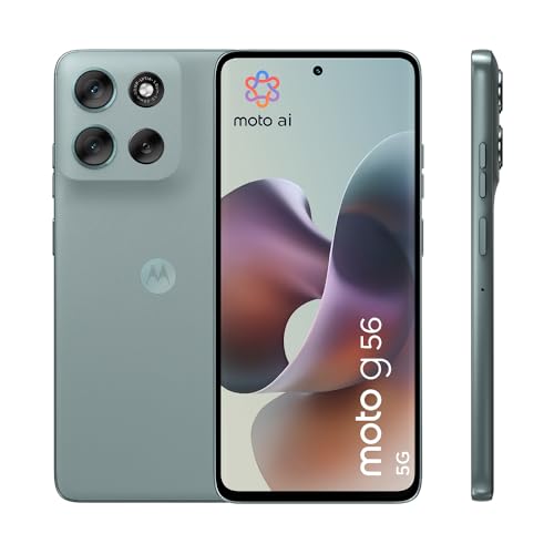 Motorola Moto g56 5G Smartphone (6,72“-FHD+-Display, 50-MP-Kamera mit Moto-AI, 8/256 GB, 5100 mAh, Android 15) Pantone Gray Mist, inkl. Schutzcover
