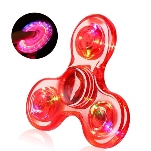 SCIONE Fidget Spinner,Leuchtende Fidget Toys für Kinder LED Kristall Fidget Finger Toy Hand Fidget Spinner Spielzeug(Rot)