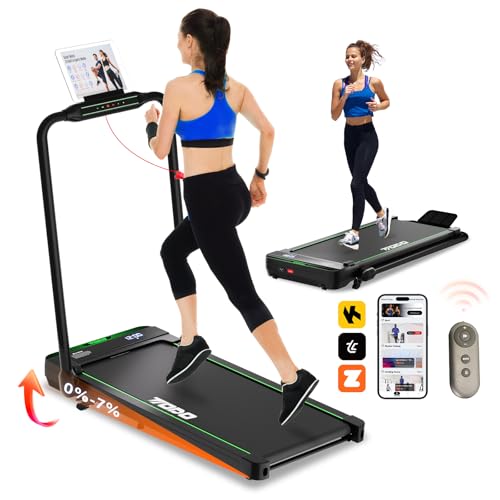TODO Laufband für Zuhause mit Neigung, 2.5HP Walking Pad, Elektrisches Klappbares Laufband 1-12 km/h, Laufpad Schreibtisch mit Fernbedienung und App, LCD-Anzeige
