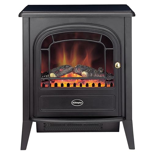 Dimplex Elektrokamin Optiflame Club - Freistehender Elektrischer Kamin mit Holzscheit-Glutbett - LED-Flammeneffekt - 2kW Heizlüfter und Fernbedienung
