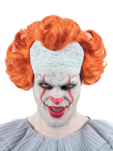 Smiffys IT Chapter 2, Pennywise-Perücke, mit Latex-Kopfbedeckung Halloween