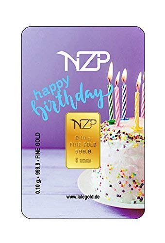 Goldbarren 0.1 Gramm Top - Geschenk Feingehalt 999,9 Goldbarren 0,10g. (Happy Birthday)