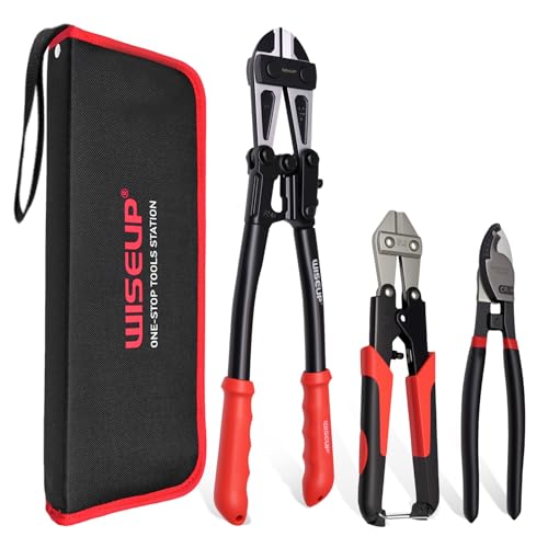 WISEUP 3-teiliges Bolzenschneider-Zangenset, 14“ Heavy Duty und 8“ Mini-Bolzenschneider, 8