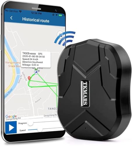 TKMARS GPS Tracker Ohne ABO GPS Tracker Auto 90 Tage Standby-Zeit, 5 Sekunden Zum Aktualisieren Der Position, Stark Magnetisch und Wasserdicht mit Kostenloser App, 5000mah