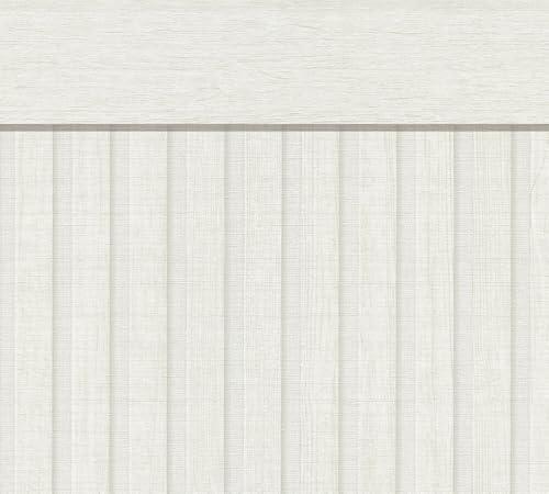 A.S. Création Vliestapete mit Wandpaneelmotiv & Sockelleiste 0,53 x 10,05 m - Creme, Weiß - Tapete in realistischer Holzoptik Made in Germany - 399563