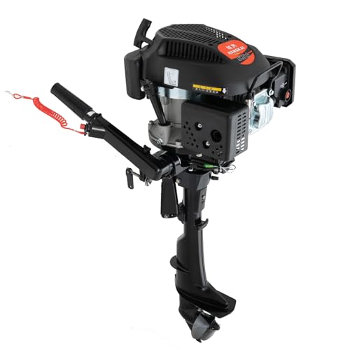 4-Takt 6 PS Außenbordmotor, 140ccm, Luftgekühlt, für Schlauchboote, Fischerboote, mit Handzugstart & 360° Lenkung