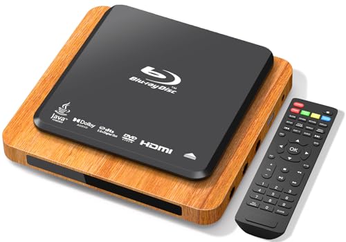 Blu Ray Player, 1080p Full HD mit Dolby Digital Surround Sound, Blu Ray Disc B 2 und All Region DVD, HDMI/USB/AV-Anschlüsse, Blu-ray Disc Player für TV/Wohnmobil/Heimkino/Auto (Retro-Design)