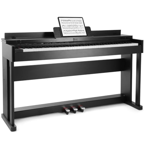 MUSTAR 88 Tasten Digitalpiano mit Hammermechanik, 3 Pedalen, Schwarz