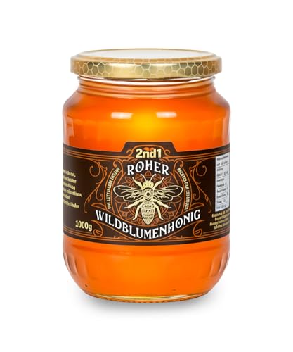 2nd1 - Natur Roher Honig, Wildhonig Blütenhonig Vom Imker, Ungefiltert Direkt Aus Dem Bienenstock, Geerntet Aus Lettischen Wald- Und Wiesenblüten, Reines, Ungeheiztes, Nicht Pasteurisiertes, 1 Kg