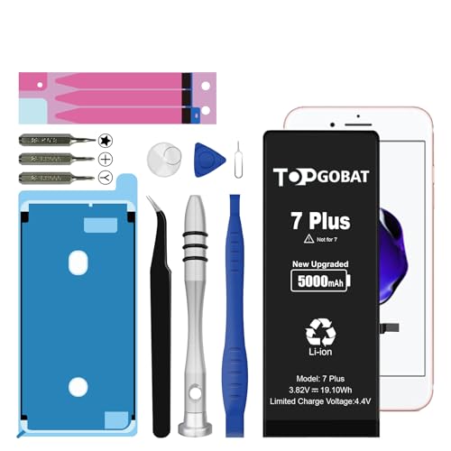 TOPGOABT Ersatz für iPhone 7 Plus Akku, 5000mAh Akku mit hoher Kapazität für iPhone 7 Plus Modell (A1661, A1784, A1785) mit Ersatzwerkzeug Kits