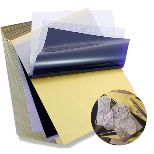 LEAYOKA 50 Blatt Tattoo Transferpapier A4 Tattoo Stencil Papier 4-Layer Matrizenpapier für Professionelle Tätowierung Tattoo Zubehör