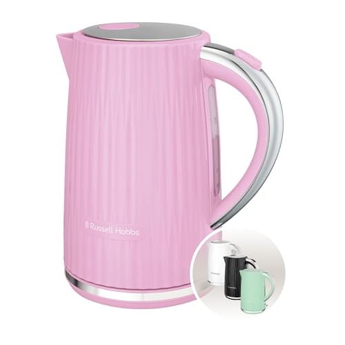 Russell Hobbs Wasserkocher [1,7L 2400W] Eden Himbeere, Edelstahlakzente (herausnehmbarer Kalkfilter,Deckelöffnung per Knopfdruck,Wasserstandsanzeige,leuchtender Schalter, BPA frei) Teekocher 27362-70