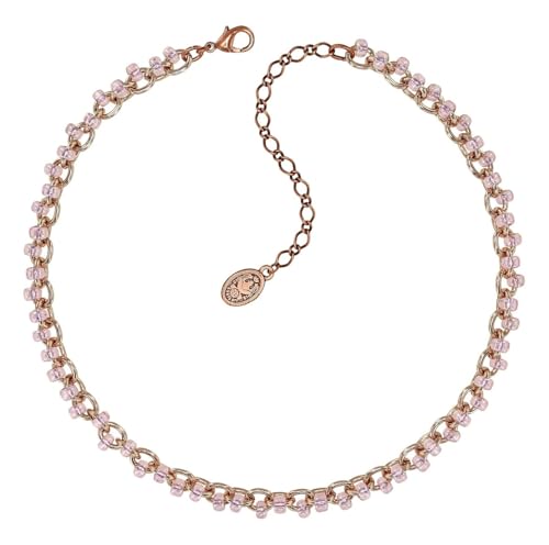 Konplott: Collier Beach Club, modernes Gliederkettencollier mit eingearbeiteten Glasperlen, für Damen/Frauen (beige-pink)