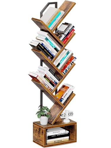 Coleshome Baumform Bücherregal, Standregal 6 Ebenen 110cm Braun