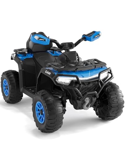 ZoomBuggy 12V Elektro Quad Für Kinder Mit Fernbedienung, LED Scheinwerfern, Musik, Bluetooth & USB, Offroad Design, Geeignet Ab 3 Jahren, Blau