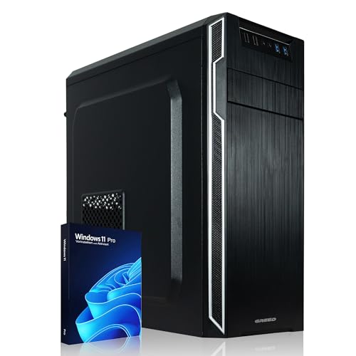 GREED® Multimedia 7 - Schneller PC mit Intel Core i7 - Leiser Computer + Rechner für Büro & Home Office mit 4,0 GHZ, 16GB DDR4 RAM/Arbeitsspeicher - 240GB SSD + 1TB HDD - DVD+RW - WLAN, Win11 Pro