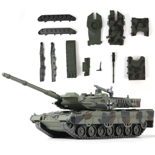 SEBUNAS Leopard 2A7 Militärpanzer im Maßstab 1/72, Schnellbaumodell, deutsches Panzerfahrzeug, Leopard 2A7 Kampfpanzer, Baumodell, Geschenk für Erwachsene und Kinder (14 Teile)