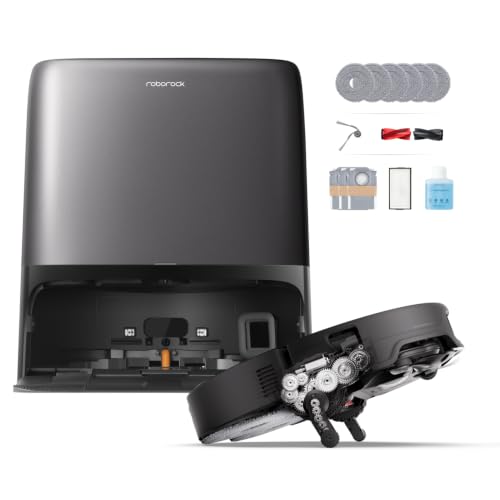 roborock Saros 20 Neo Saugroboter mit Wischfunktion, 36.000 Pa Saugkraft | Dual Zero-Tangle-System, FlexiArm Technologie, 100°C Heißwasser-Moppwäsche, 7,98cm Ultradünn, AdaptiLift Chassis 3.0(Schwarz)
