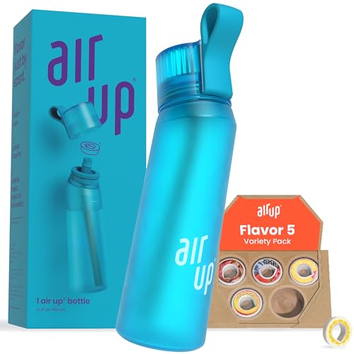 Trinkflasche (623,7 g) für Schule, Sport, Fitnessstudio - inklusive 5 Duftkapseln & Strohhalm | aromatisiert, zuckerfrei, keine Kalorien - auch für Kinder, Jungen, Mädchen