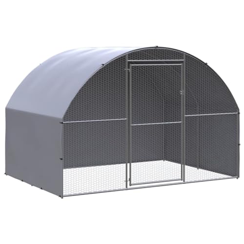 Emmtore Outdoor Hühnerstall Verzinkter Stahl Hühnerhaus Geflügelstall,Mit Dach,3 x 2 x 2 m