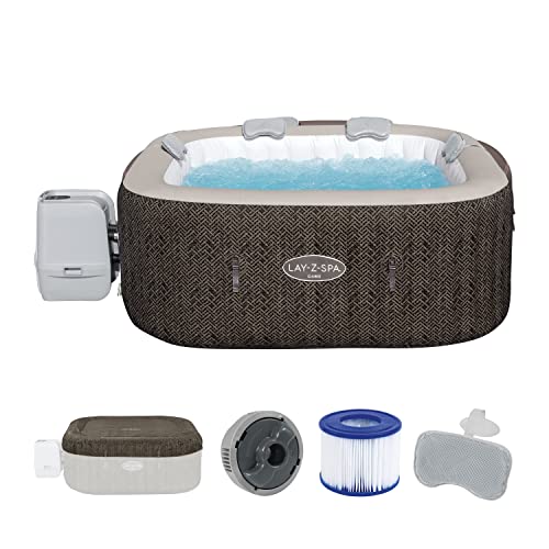 Bestway® Lay-Z-SPA® Energiespar-Whirlpool Cabo HydroJet™ mit App-Steuerung, für 6 Personen 180 x 180 x 71 cm, Kreuzgeflecht-Optik (Eichengrau)