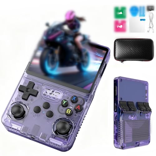 Lihaian R36S Retro Handheld Spielkonsole,128 G über 40.000 Spiele,Retro Konsole 3.5-Zoll-IPS-Bildschirm,Linux-System,Tragbare Mini-Arcade, unterstützt mehrere Emulatoren (R36s-Lila)