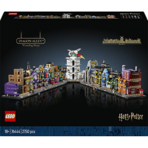 LEGO Harry Potter Die Zauberläden der Winkelgasse 76444 | Bausatz für Erwachsene, Miniaturstraße, 12 Mikrofiguren zum Sammeln inkl. Harry Potter, Draco Malfoy, Geschenk, 2750 Teile