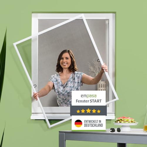 empasa Insektenschutz Fliegengitter Fenster START Fliegenschutz Alurahmen Mückengitter individuell zuschneidbar in weiß, braun oder anthrazit als Selbstbausatz