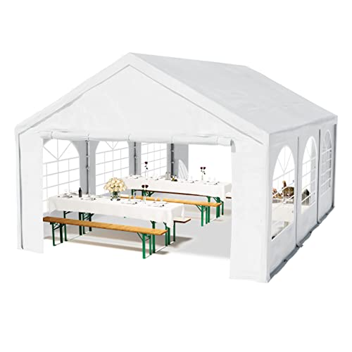 TOOLPORT Hochwertiges Partyzelt 4x6 m Pavillon Zelt PE Plane 450 N Gartenzelt Festzelt Wasserdicht weiß