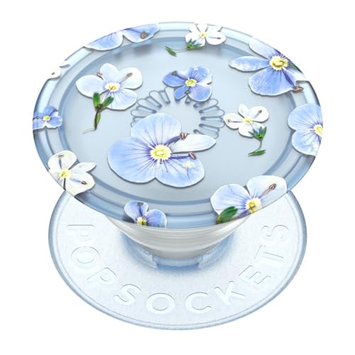 PopSockets Klebendes Handy-Grip, Halter, Handyständer, Plant-Based - Translucent Blue Fields