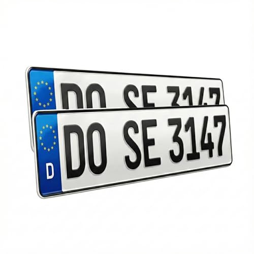 2x KFZ Kennzeichen 520x110mm nach DIN 74069 aus Aluminium Made in Germany