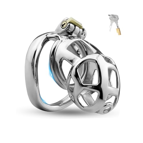 Chastity Cage Männer Sexspielzeug Peniskäfig mit Unsichtbarem Schloss und 2 Schlüsseln Metall Keuschheitskäfig für Mann Penis Bondage Edelstahl Cock Cage Atmungsaktiv Penis Käfig (45mm,L)