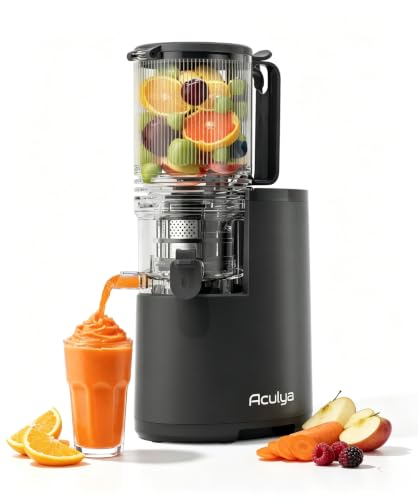 Aculya Life Entsafter Slow Juicer, 1,6 L Hopper, 130 mm Einfüllöffnung, Vor-/Rücklauf, inkl. Reinigungsbürste