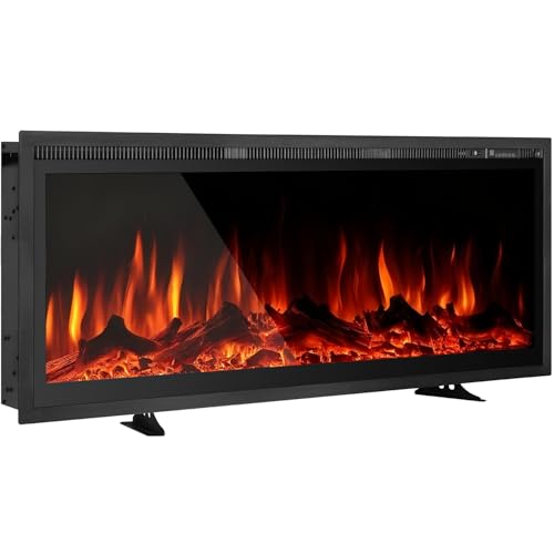 Elektrokamin Freistehend, An der Wand montiert, Eingebaut, 9-farbig Flammeneffekt, Fernbedienung 900W-1800W, elektrische Heizung mit Kristall (91.4 cm/36