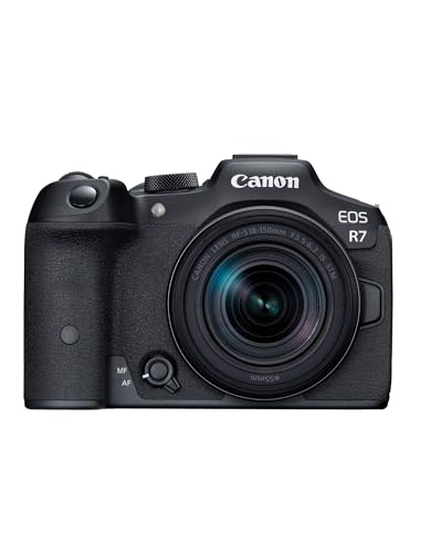 Canon EOS R7 Systemkamera mit RF-S 18–150mm Objektiv – 32,5 MP APS-C CMOS-Sensor – Dual Pixel CMOS AF II, integrierte Bildkombination, UVC/UAC-kompatibel - Perfekt, um Naturmomente einzufangen