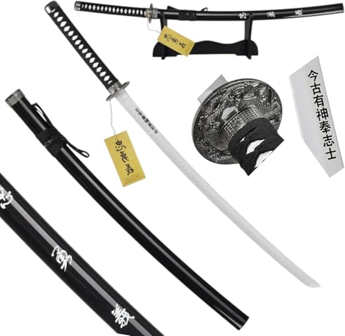 57 SPECIAL REPLICAS Katana Schwert aus Bambusholz, Katana Inspiriert von Last Samurai 103 cm, Handgefertigt mit kunstvoller Griffwicklung Mit Scheide und Inklusive Schwertständer JT10319
