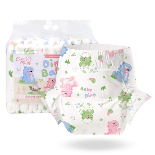 CutiePlusU Einweg-Windeln für Erwachsene, 10 Stück, Inkontinenzslip mit Laschen für Damen und Herren, hohe Saugfähigkeit, ideal für die Nacht - Baby Dino (Mittel 28