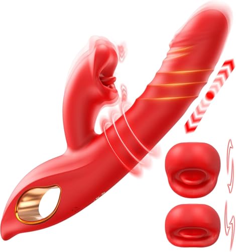 Dildo Vibrator Sex Spielzeug für die Frau, G Punkt Vibration für Frauen mit 10 Vibrations & 5 Lutschen & Stoßenmodi 4 in 1 Vibratorensets für Frauen Klitoris Stimulator, Sex Toys für Damen Paare